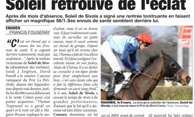 Soleil de Sivola fait une rentrée victorieuse